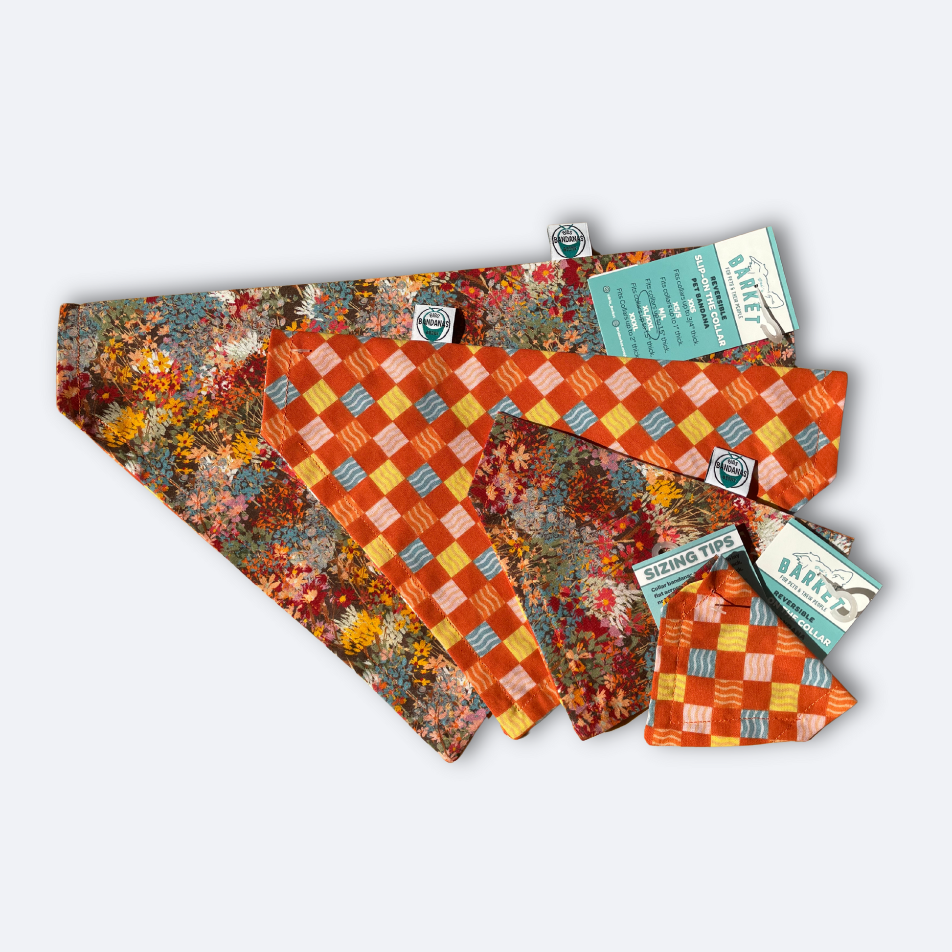 Autumn Wildflowers & Checker Print Bandana