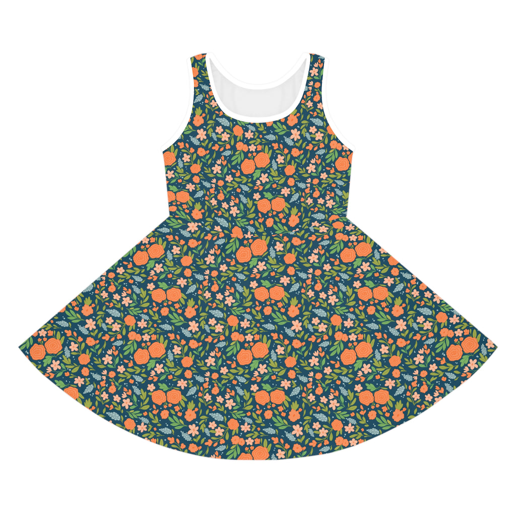 Girls' Vibrant Floral Sundress — Sleeveless Twirl Dress
