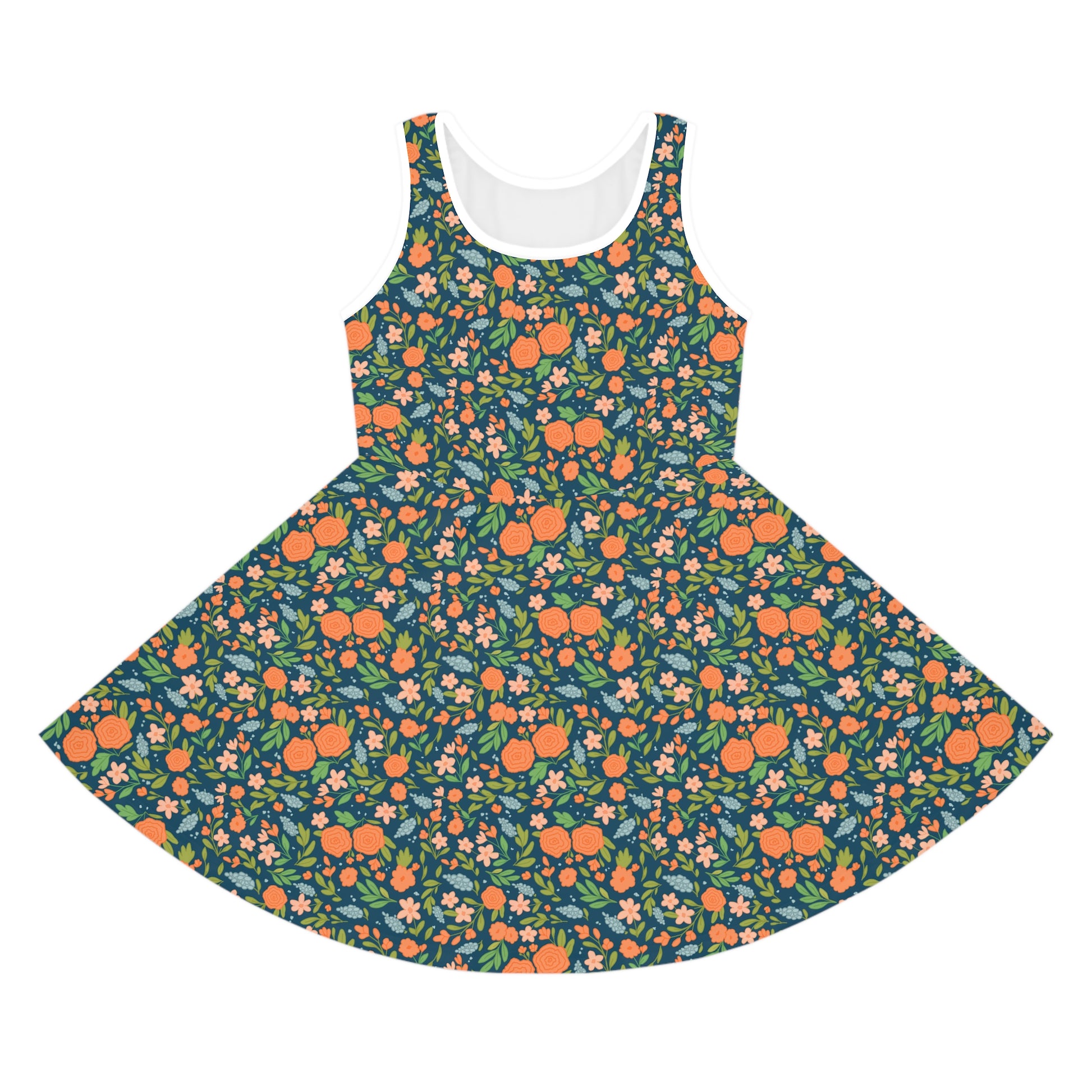Girls' Vibrant Floral Sundress — Sleeveless Twirl Dress