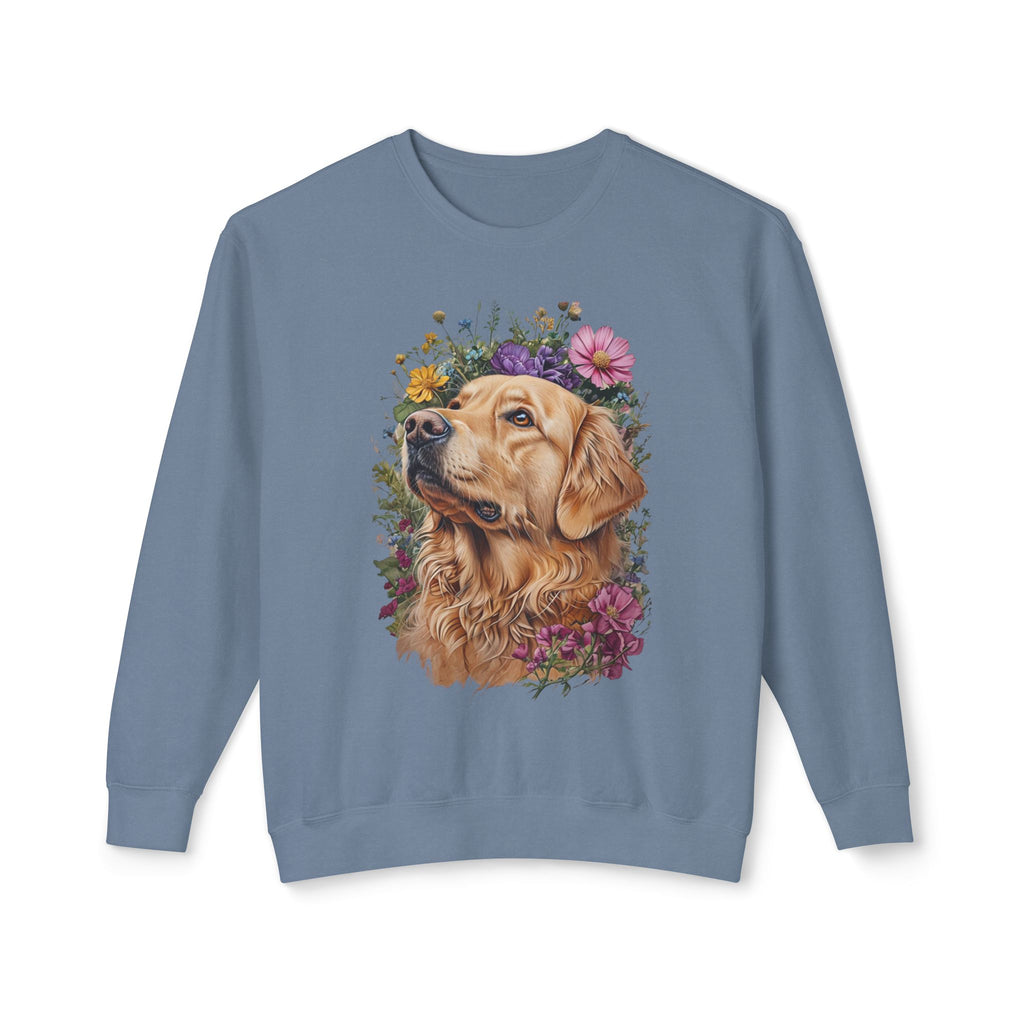 Wildflower Blooms Golden Retriever Lightweight Sweatshirt
