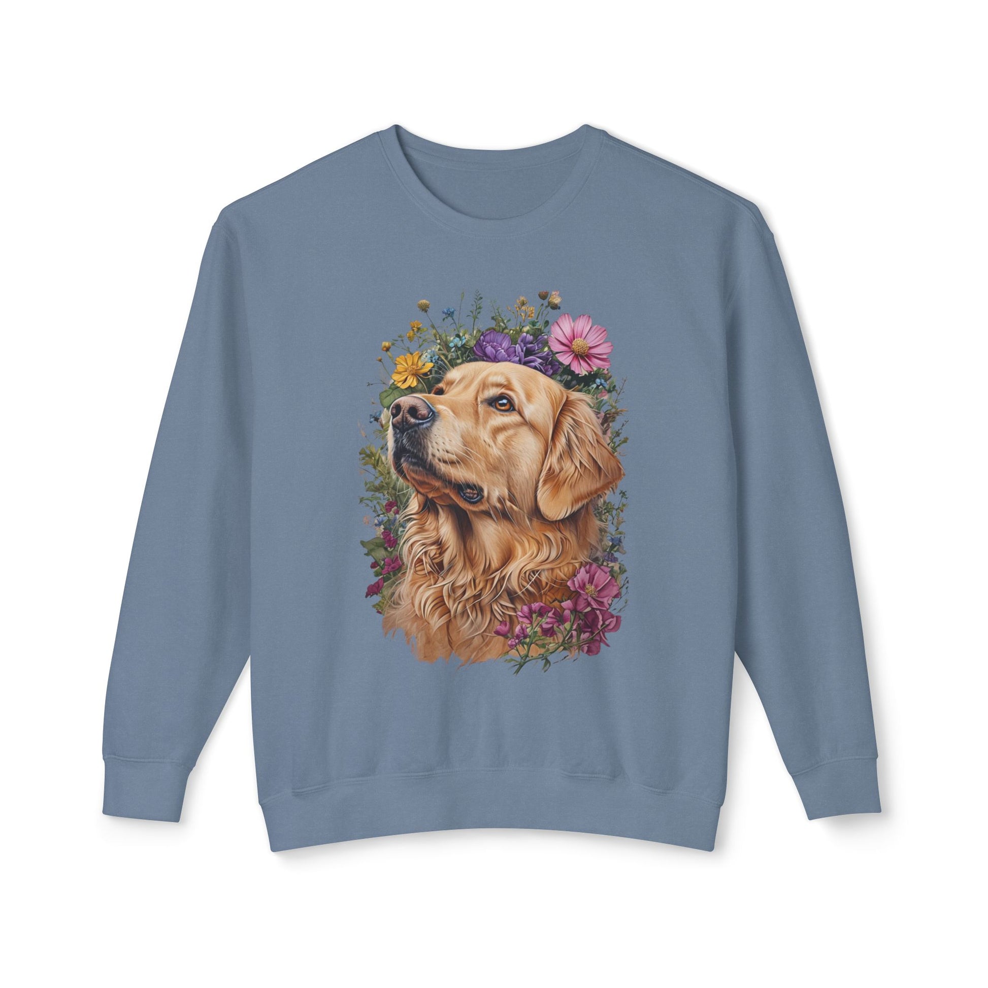 Wildflower Blooms Golden Retriever Lightweight Sweatshirt