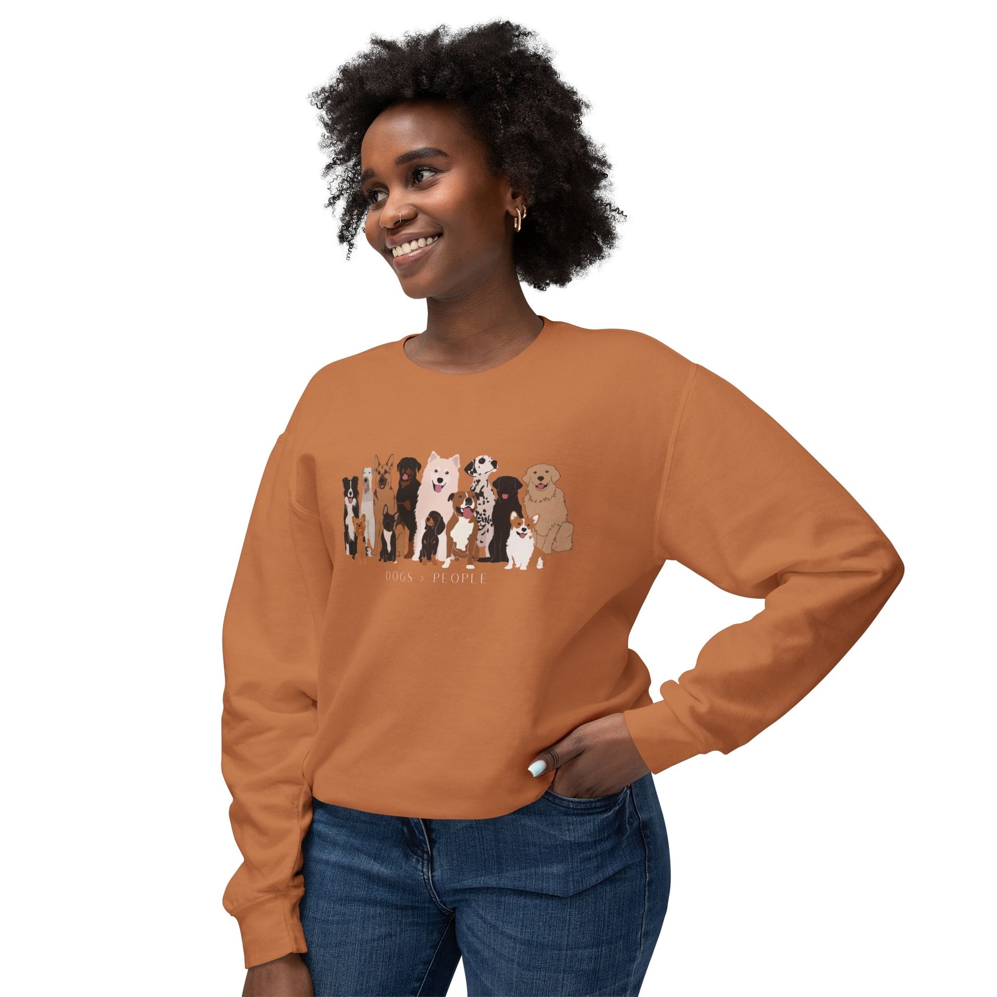 Dogs > People Unisex Lightweight Crewneck Sweatshirt