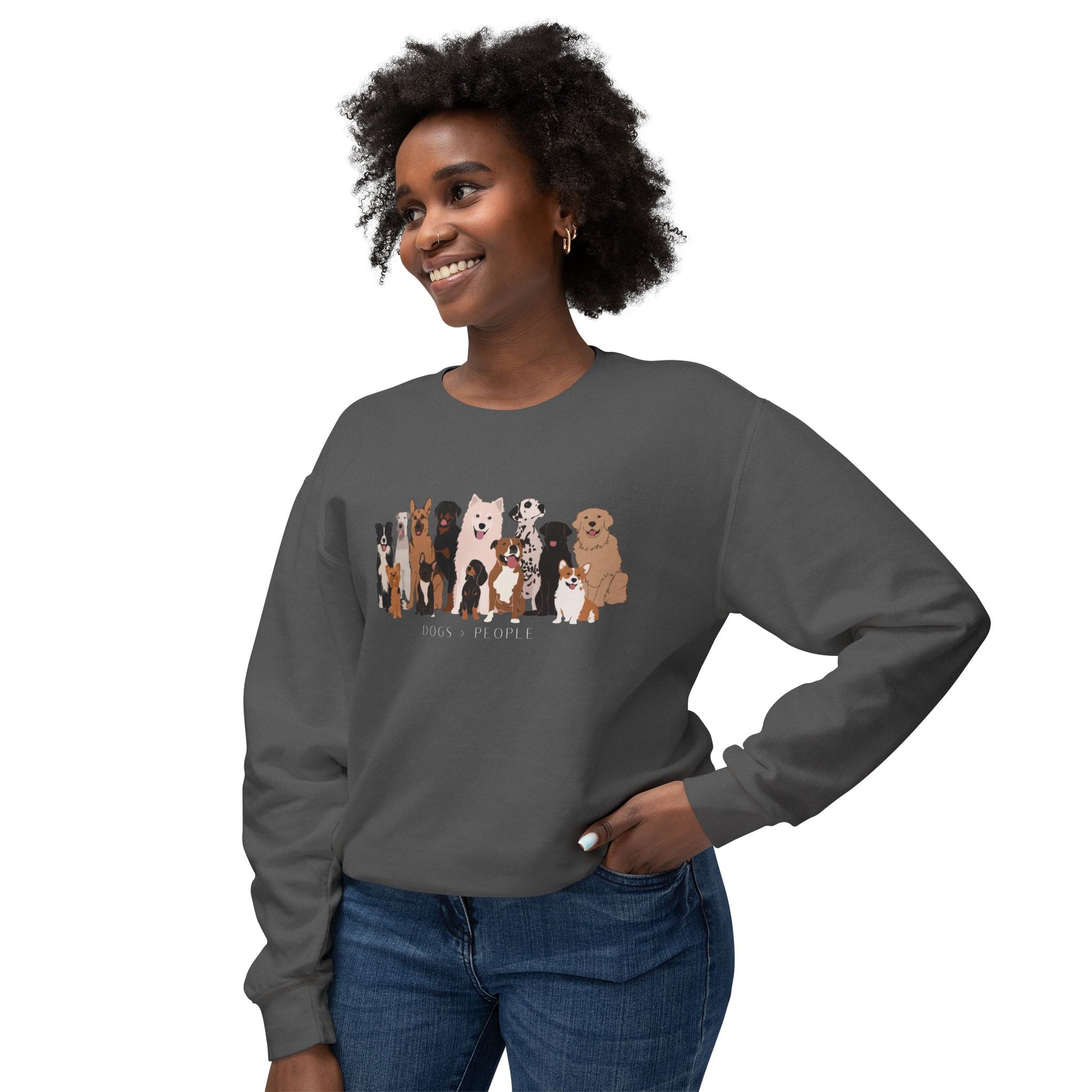 Dogs > People Unisex Lightweight Crewneck Sweatshirt