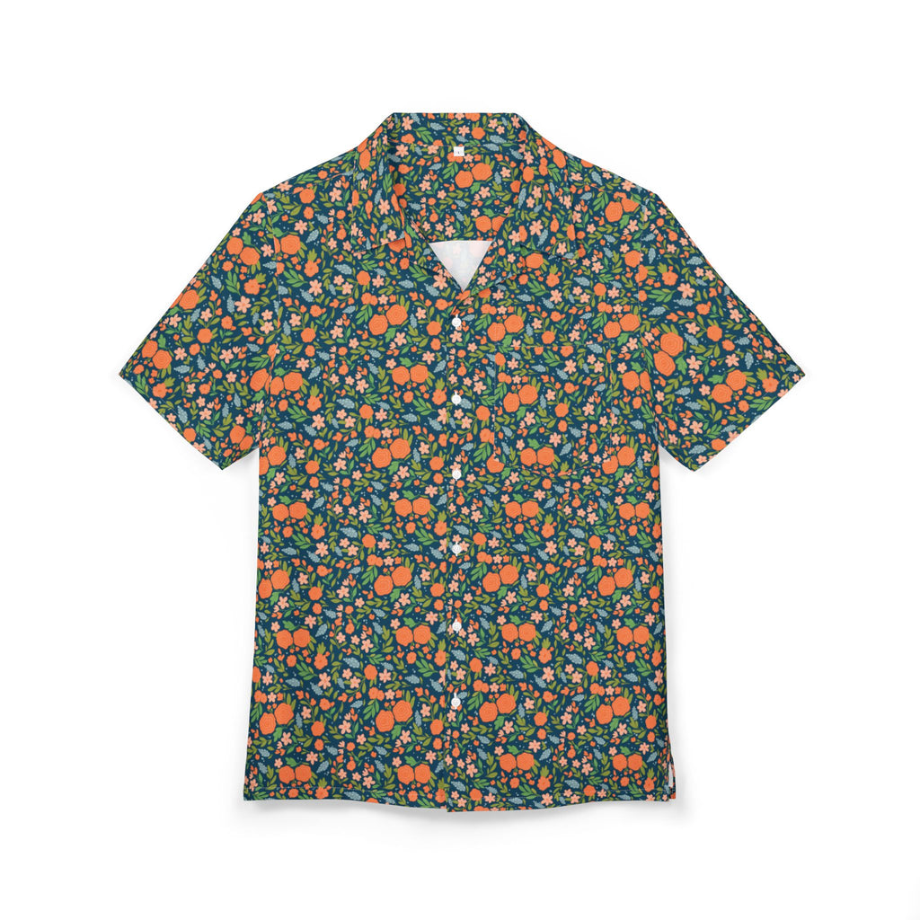 Vibrant Floral Unisex Hawaiian Button-Down Shirt, Summer Vacation Shirt, Beachwear, Casual Party Top, AOP Floral Print Shirt
