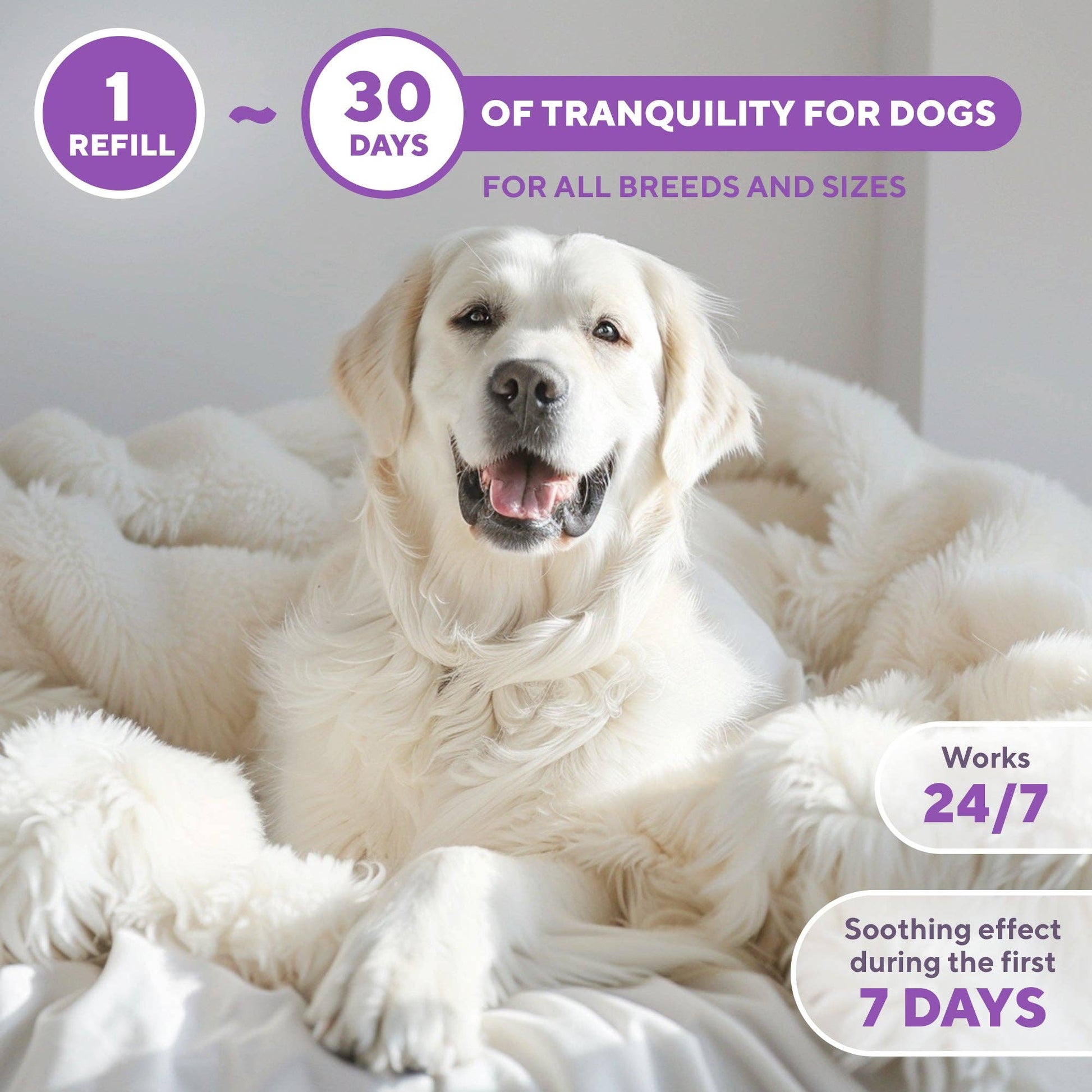 Calming Diffuser Kit for Dogs & Puppy - Pet Separation Anxiety Relief & Calm Pheromones Plug - Anti Stress Treatment Help with Fireworks, Aggression, Fighting & Other Problematic Behaviors