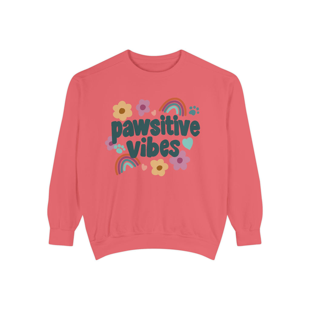 Pawsitive Vibes Sweatshirt, Cute Unisex Top, Cozy Gift for Pet Lovers, Spring Fashion, Rainbow Floral Sweatshirt