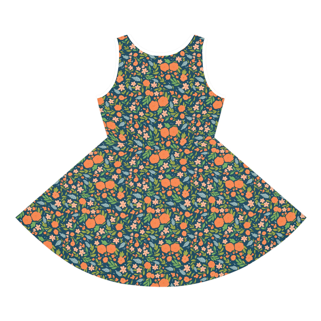 Girls' Vibrant Floral Sundress — Sleeveless Twirl Dress