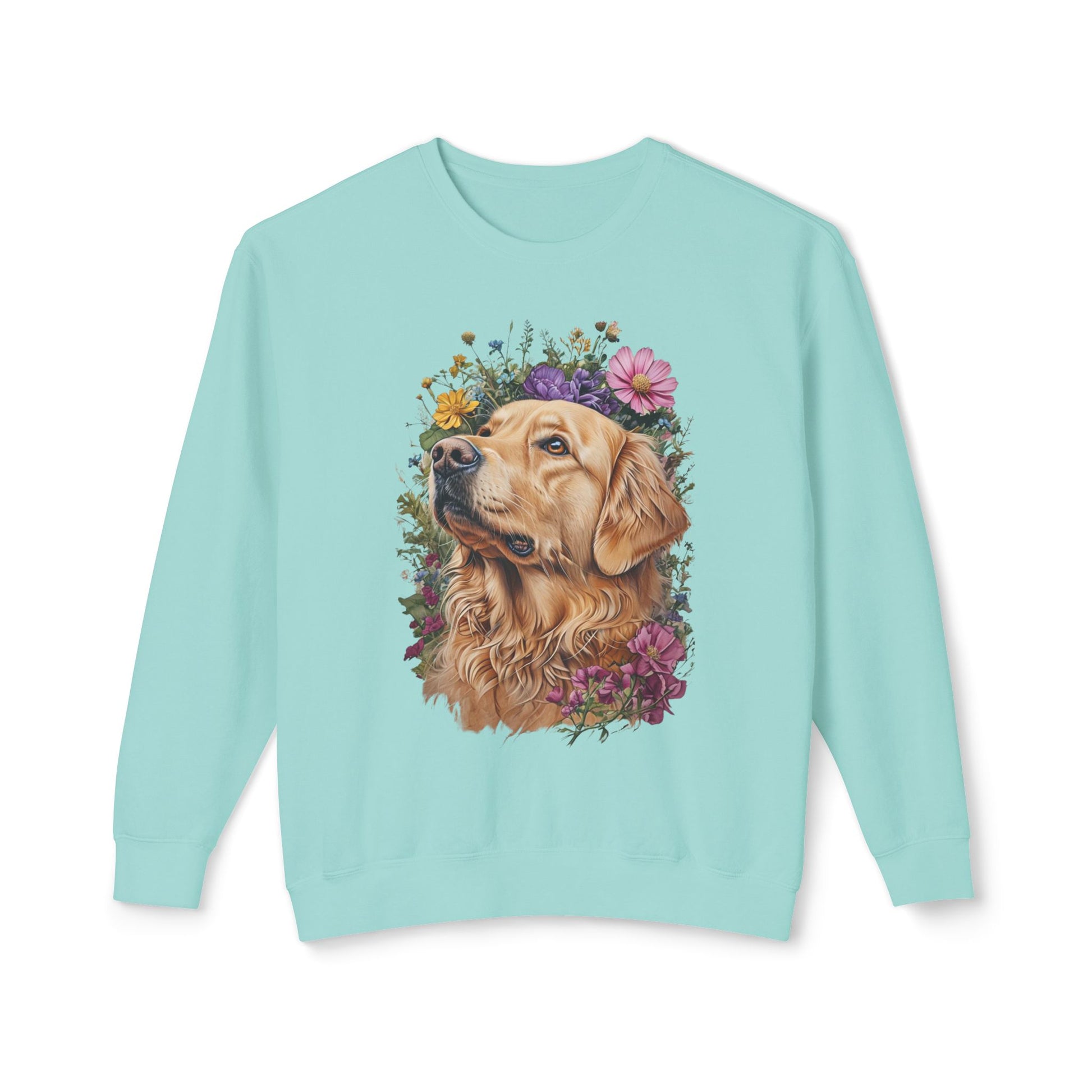 Wildflower Blooms Golden Retriever Lightweight Sweatshirt