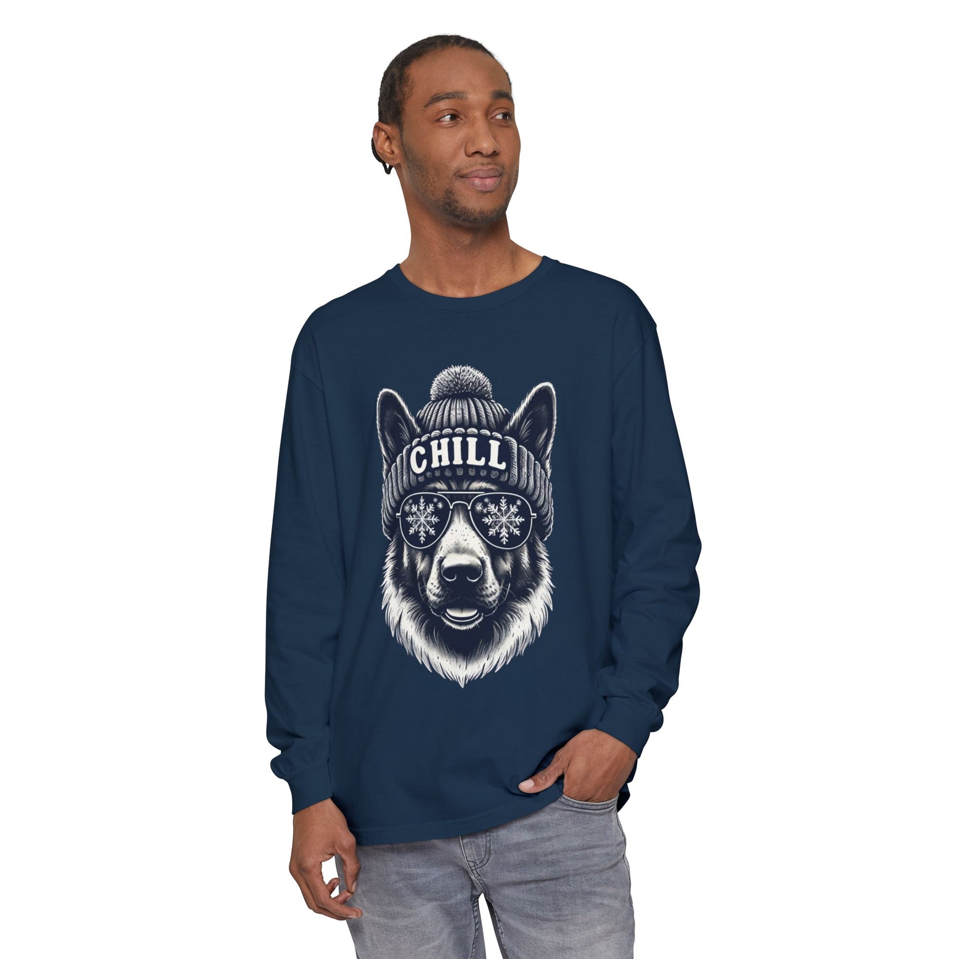 Chill German Shepherd Comfort Colors Long Sleeve T-Shirt