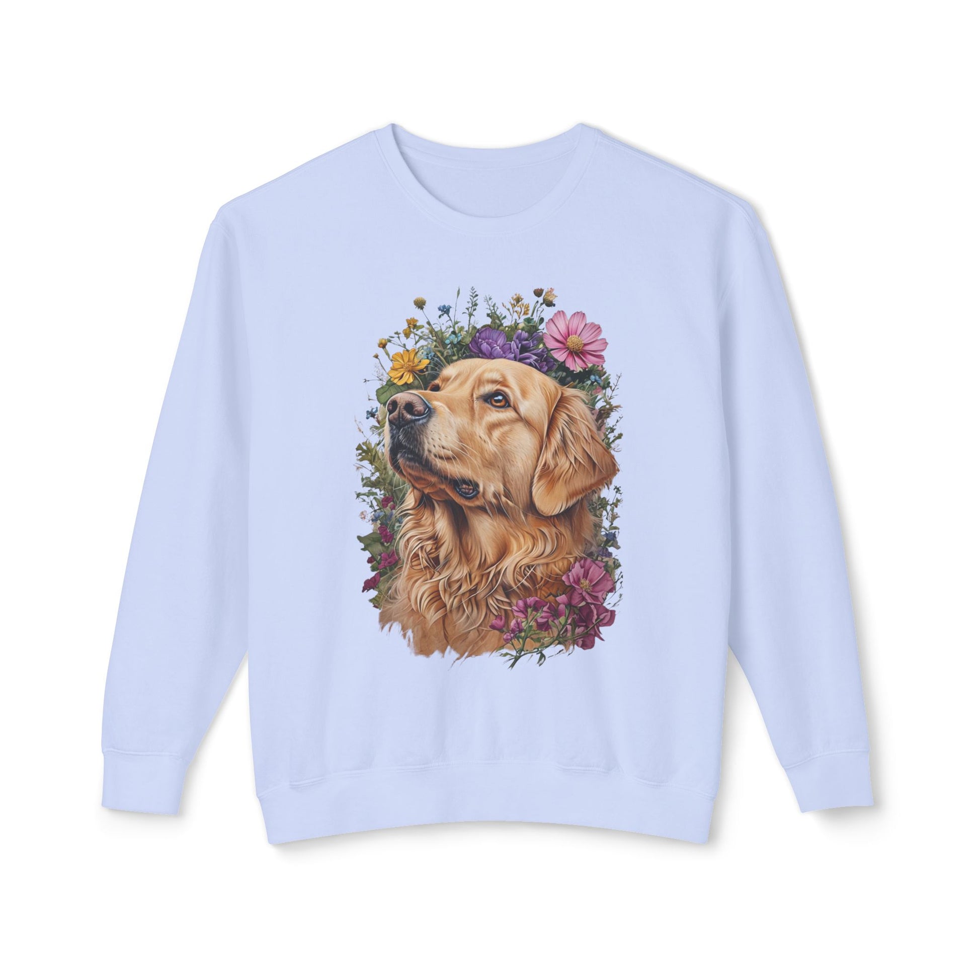 Wildflower Blooms Golden Retriever Lightweight Sweatshirt