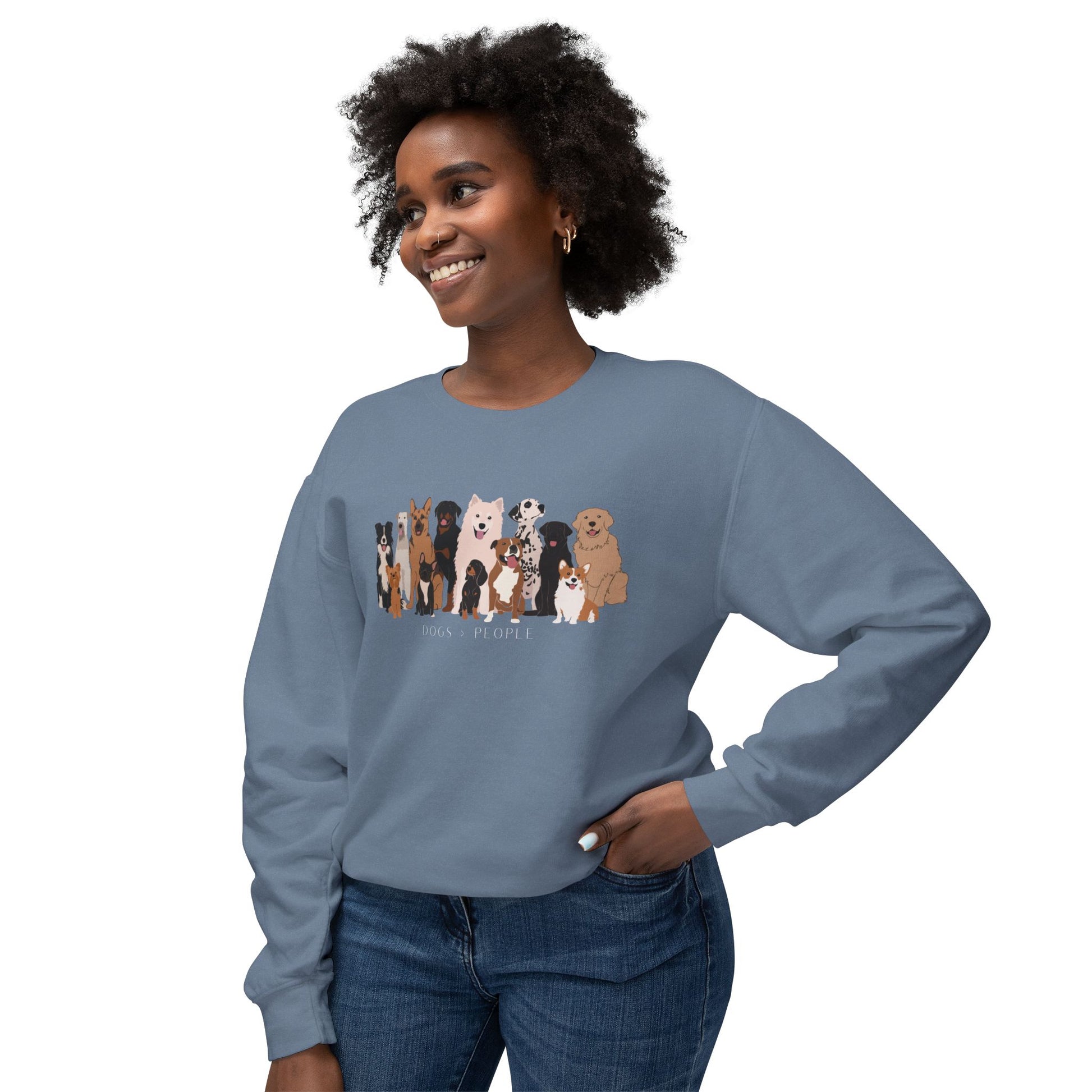 Dogs > People Unisex Lightweight Crewneck Sweatshirt