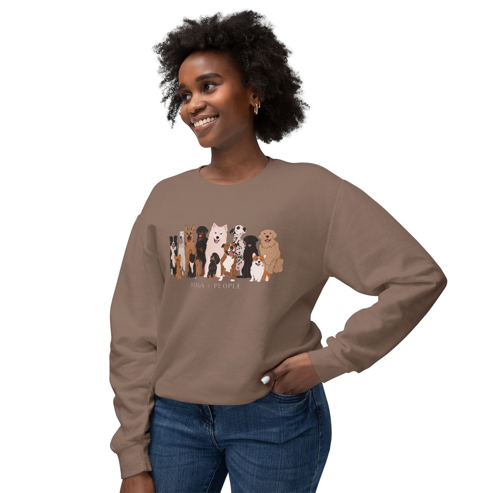 Dogs > People Unisex Lightweight Crewneck Sweatshirt