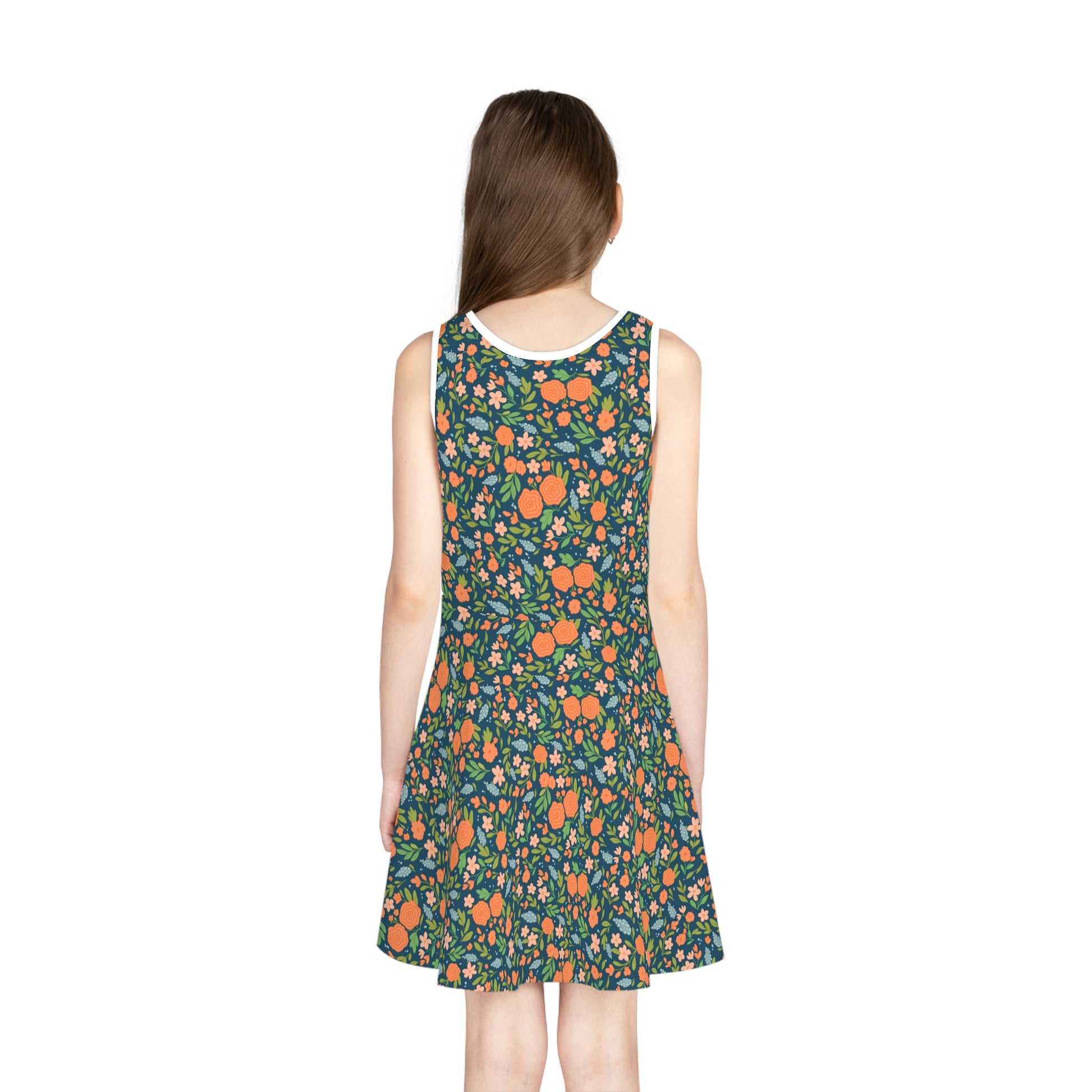 Girls' Vibrant Floral Sundress — Sleeveless Twirl Dress