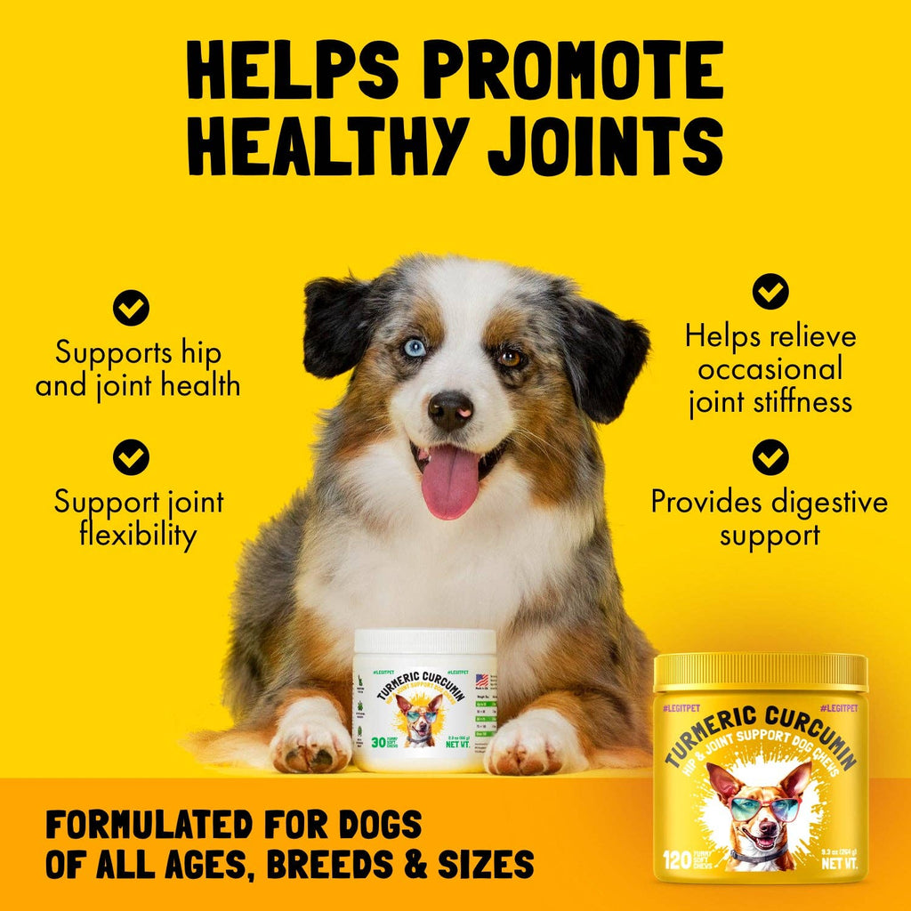Turmeric Curcumin Hip & Joint Dogs Chew Support for Arthritis & Mobility with Collagen & BioPerine