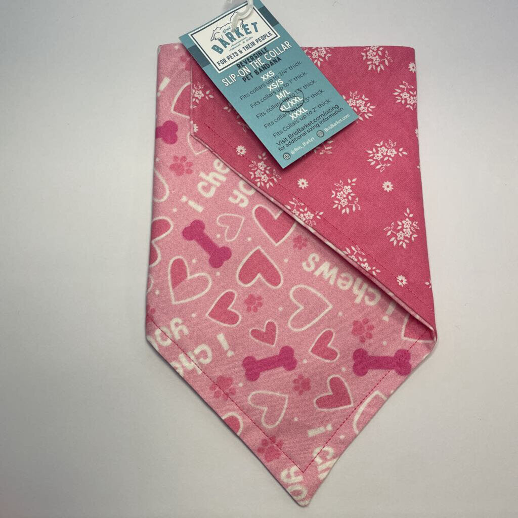 I Chews You Pink Reversible Collar Bandana