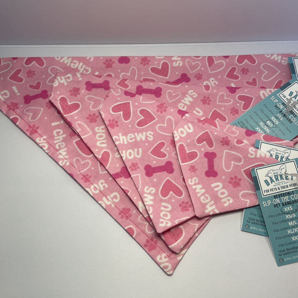 I Chews You Pink Reversible Collar Bandana