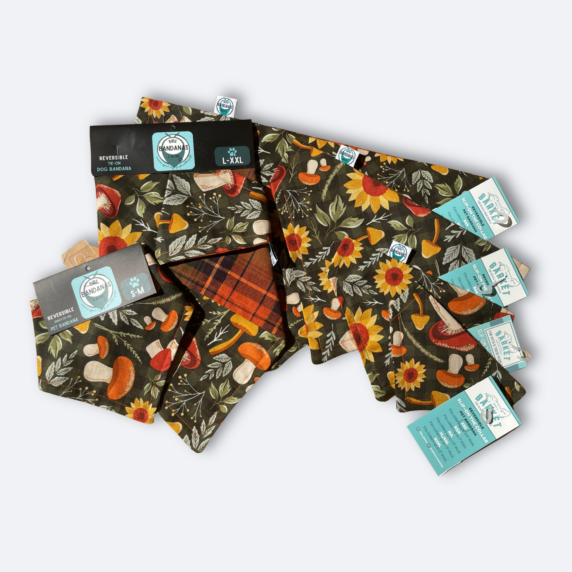 Mushroom & Orange Plaid Bandana