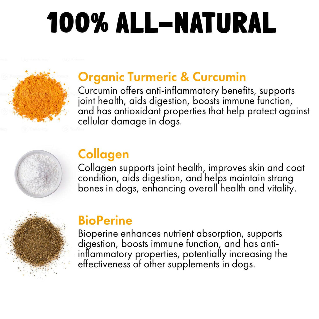 Turmeric Curcumin Hip & Joint Dogs Chew Support for Arthritis & Mobility with Collagen & BioPerine